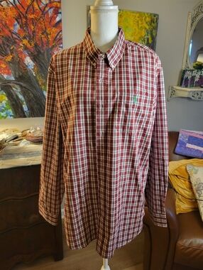 U.S. Polo Assn. Men's Red and White Plaid Button-Down Shirt